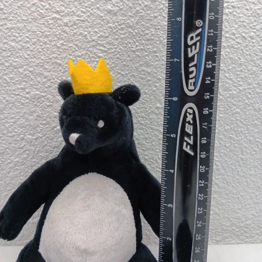 Swing Kingdom Logo Bear Advertisement Plush Black White Silver Paws Stuffed Rare